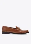 Ferragamo Chain Hardware Moccasin Round Toe Stitching In Brown