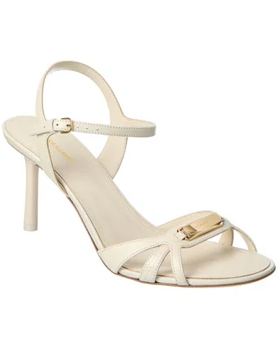 Ferragamo New Vara Leather Sandal In White