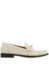 Ferragamo Harry Leather Loafers Hardware Toe In White