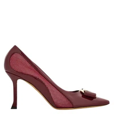 Ferragamo New Vara Mesh Insert Pumps In Red