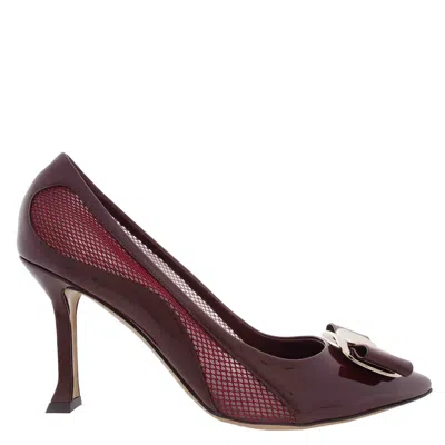 Ferragamo New Vara Mesh Insert Pumps In Purple