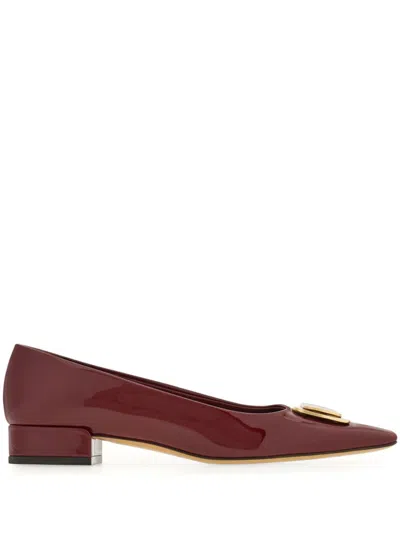 Ferragamo New Vara Plate Ballerina Shoes In Red