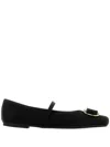 Ferragamo New Vara Plate Ballerina Shoes In Black