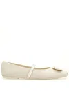 Ferragamo Woman Ballet Flats White Size 9 Leather