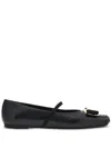 Ferragamo Ruffle Pointed Toe Ballerina Shoes In Black