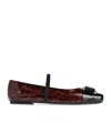 Ferragamo Vara Plate Patent-leather Ballet Flats In Red