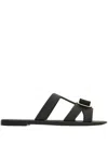 Ferragamo Lilou Vara Plate Flat Slides In Black
