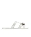 Ferragamo Slide Sandals Gold Plate In White