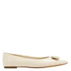 Ferragamo Zea Vara Bow Ballet Flats In Nappa Leather In White