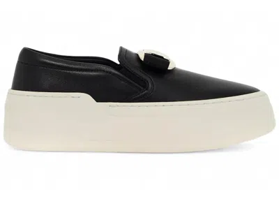 Pre-owned Ferragamo New Vara Slipon White (women's) Sneakers In Black
