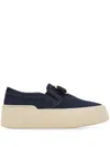 Ferragamo Women's New Vara Plate Slip-on Sneakers In Blue