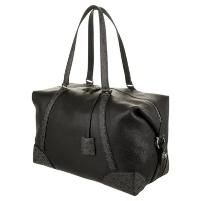 Pre-owned Ferragamo New With Tags Salvatore  Gancini Leather Monogram Duffle Bag $2850 In Black