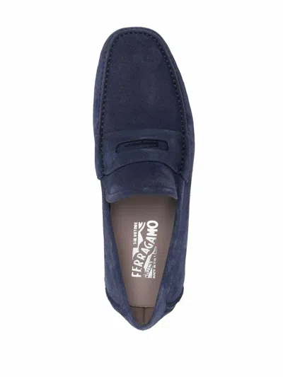 Ferragamo Newton Driver Shoes In Blue