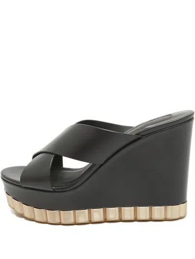Pre-owned Ferragamo Nicosia Wedge Sandals In Black