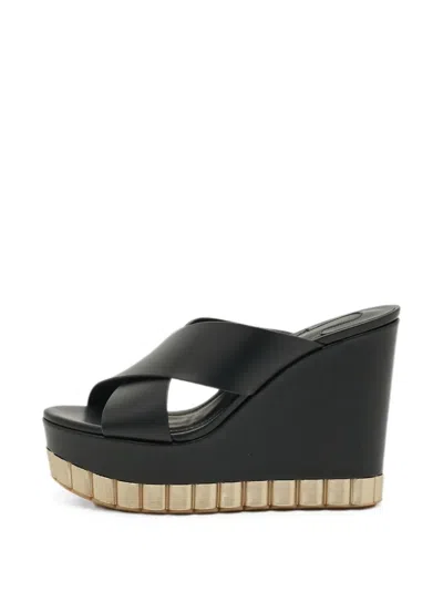 Pre-owned Ferragamo Nicosia Wedge Sandals In Black