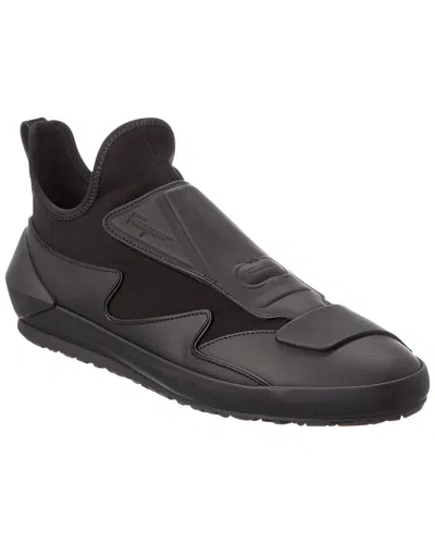 Ferragamo Nile Leather Sneaker In Black