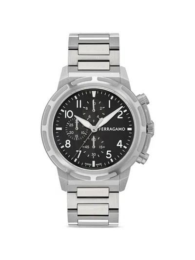 Ferragamo Sport Chrono Silicone Watch In Silver