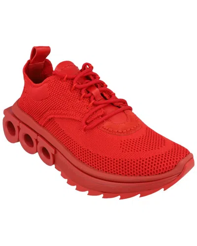 Ferragamo Nima Gancini Knit & Leather Sneaker In Red