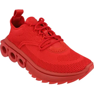 Ferragamo Nima Knit Gancini Low-top Sneakers In Multi