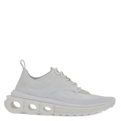 Ferragamo Nima Knit Running Sneakers In White
