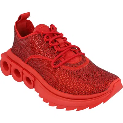 Ferragamo Nima Knit Sneaker In Red