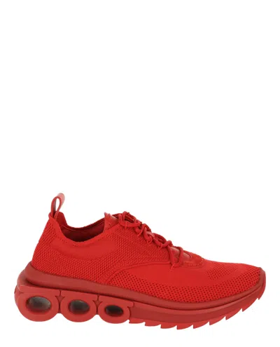 Ferragamo Nima Knit Sneakers In Red