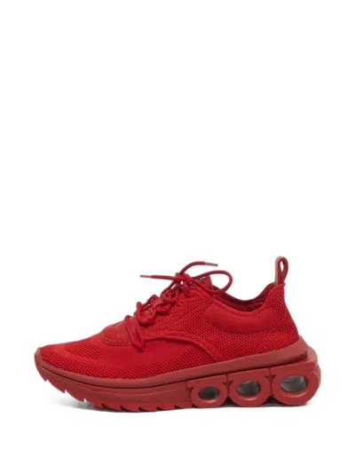 Pre-owned Ferragamo Nima Lace-up Sneakers In Red