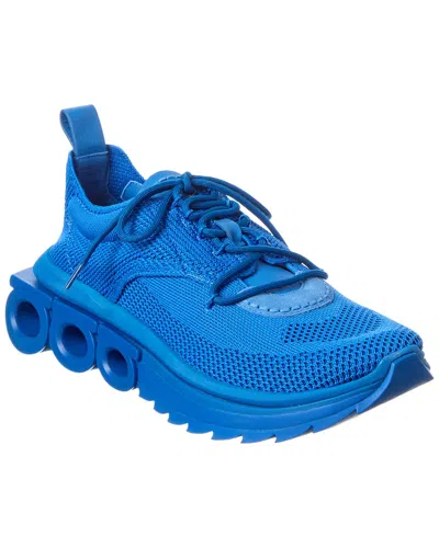 Ferragamo Nima Leather-trim Sneaker In Blue