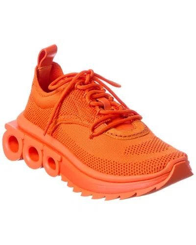 Ferragamo Nima Leather-trim Sneaker In Orange