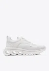 Ferragamo Nima Skin Leather Running Sneakers In White