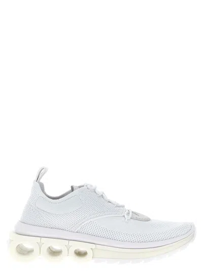 Ferragamo Gancini Sole Sneakers With Knitted Upper In White