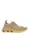 Ferragamo Gancini-plaque Low-top Sneakers In Beige