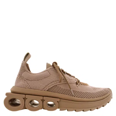 Ferragamo Nima Technical Knit Running Sneakers, Size 7 In Brown