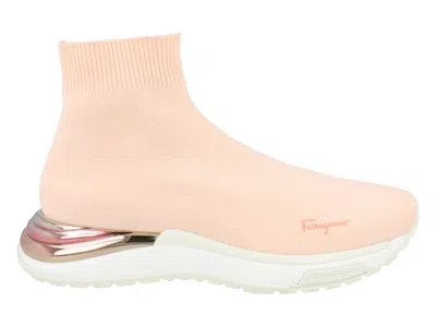 Pre-owned Ferragamo Ninette Hightop Sock Sneakers (women's) In Pink