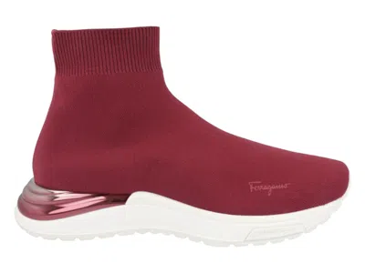Pre-owned Ferragamo Ninette Hightop Sock Sneakers (women's) In Red