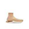 Ferragamo Metallic Heel-counter Sneakers In Beige