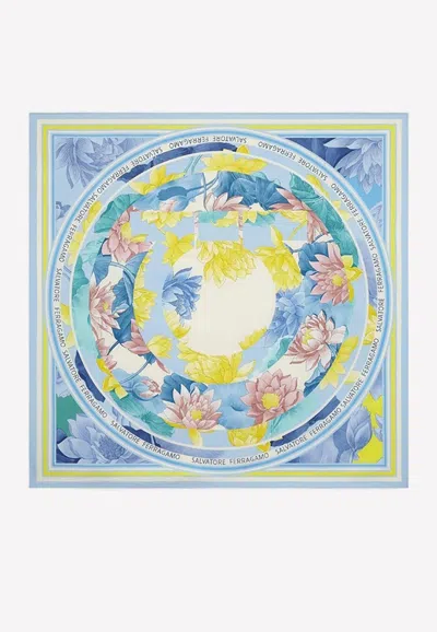 Ferragamo Ninfee Print Silk Scarf In Multicolor