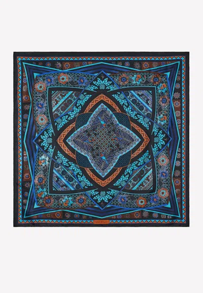 Ferragamo Nirvana Print Silk Foulard In Multicolor