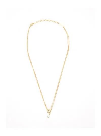 Ferragamo Gold Tone Necklace With Gancini Pendant In Brass Woman In Grey