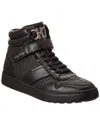 Ferragamo Noe Leather Sneaker In Black
