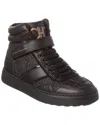 Ferragamo Noe Leather Sneaker In Black