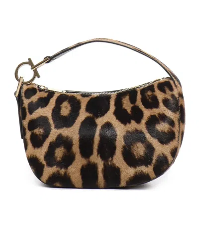 FERRAGAMO NORTH-SOUTH GANCINI-EMBELLISHED SHOULDER BAG