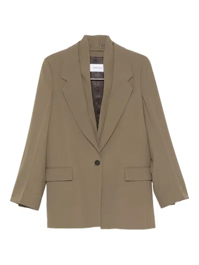 Ferragamo Notched-lapel Blazer In Brown