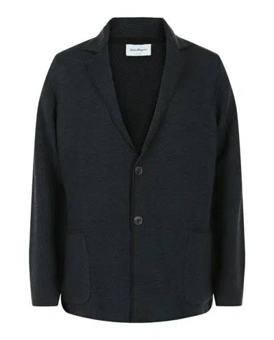FERRAGAMO NOTCHED LAPEL WOOL CARDIGAN