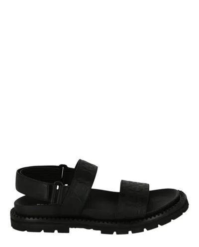 Ferragamo Notorius Leather Gancini Strap Sandals In Black