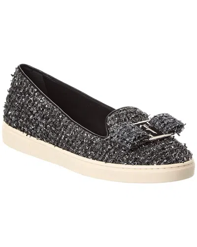 Ferragamo Novello Tweed Slip-on Sneaker In Black