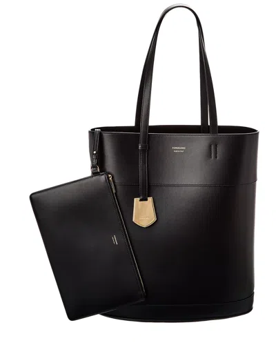 Ferragamo N/s Charming Medium Leather Tote In Black