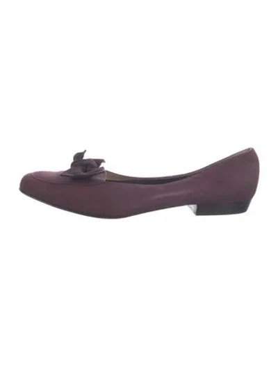 Pre-owned Ferragamo Nubuck Ballet Flats In Purple