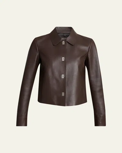 Ferragamo Nubuck Leather Gancini Single-breasted Jacket In Brown