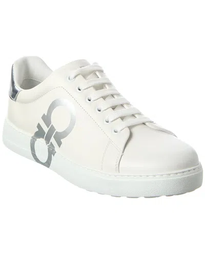 Ferragamo Number Leather Sneaker In White